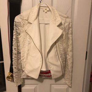 White lace biker jacket